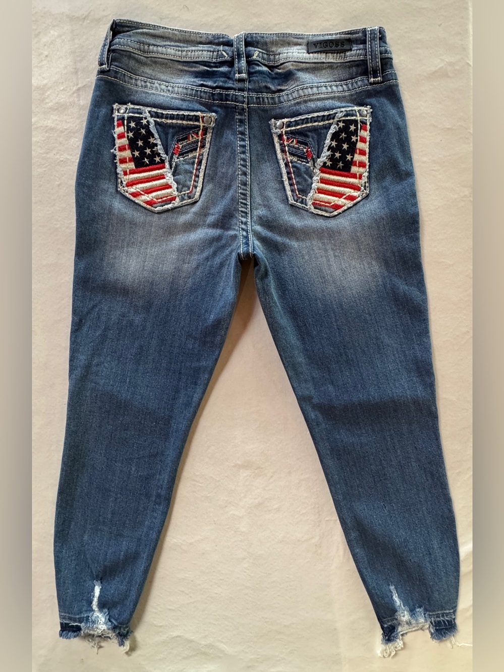 VIGOSS Heritage Mid-Rise Americana Skinny Jean Flag Embroidery Patriotic (10) View 3